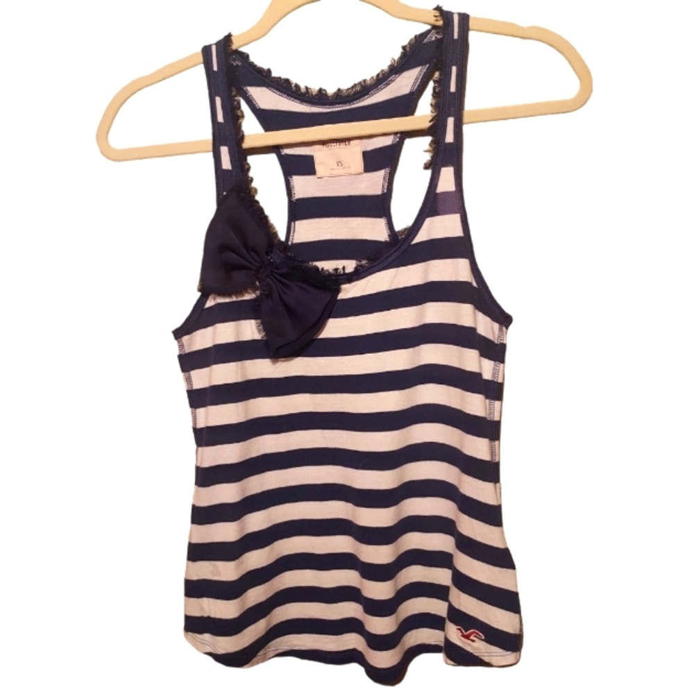 HOLLISTER Blue and White with Flower Tank Top Size XS